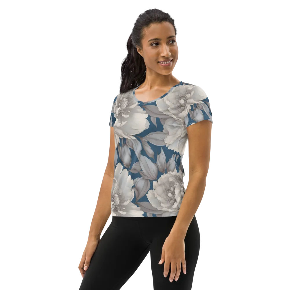 Silver Petal Tide on Women's Athletic T-Shirt — Left