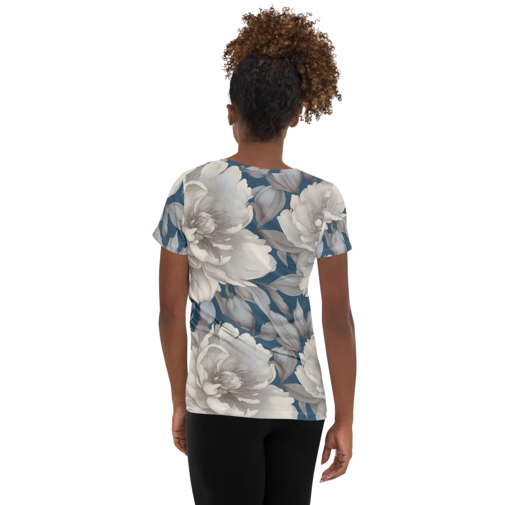 Silver Petal Tide on Women's Athletic T-Shirt — Back