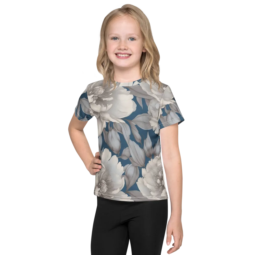 Silver Petal Tide on Kids Crew Neck T-Shirt — Front