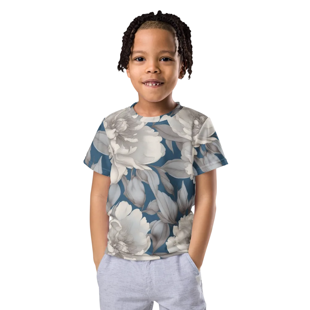 Silver Petal Tide on Kids Crew Neck T-Shirt — Front