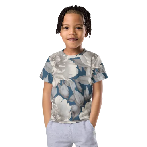 Silver Petal Tide on a Kids Crew Neck T-Shirt