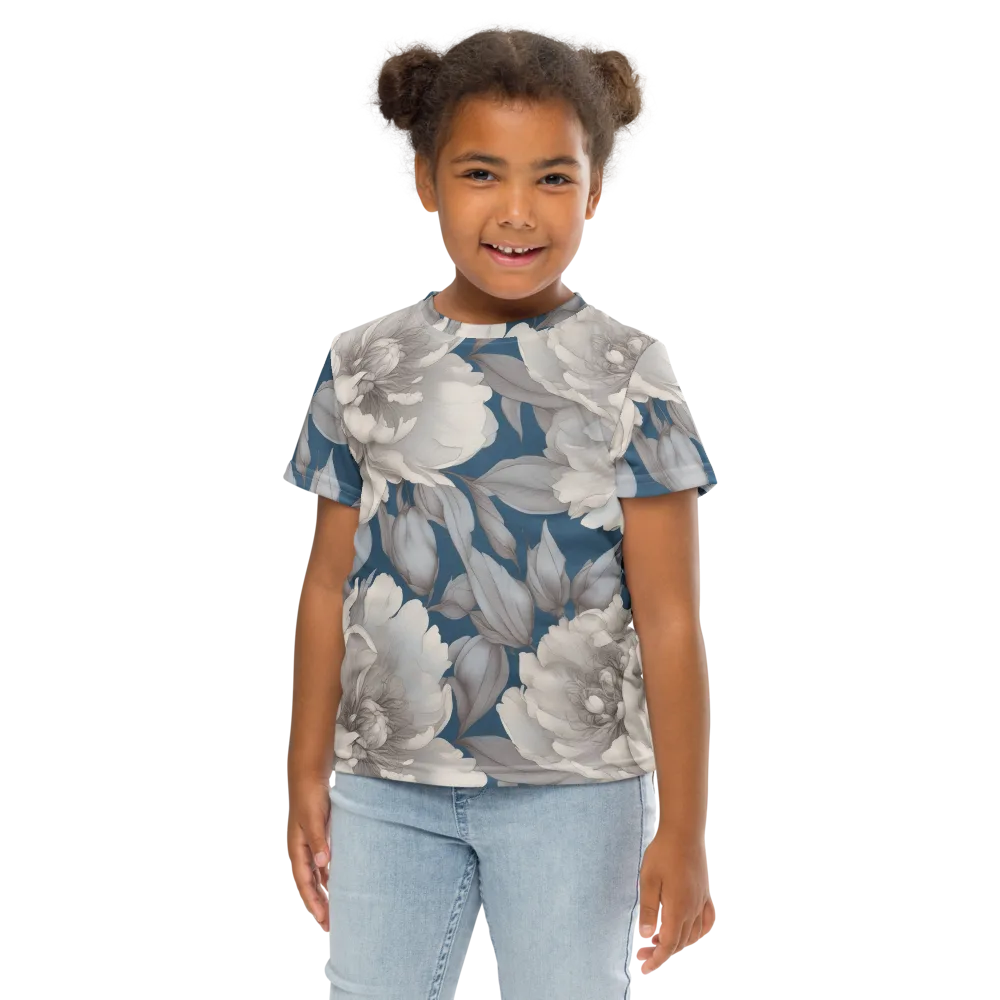 Silver Petal Tide on Kids Crew Neck T-Shirt — Front