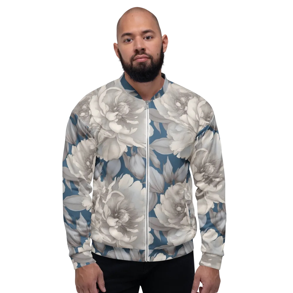 Silver Petal Tide on Bomber Jacket — Front