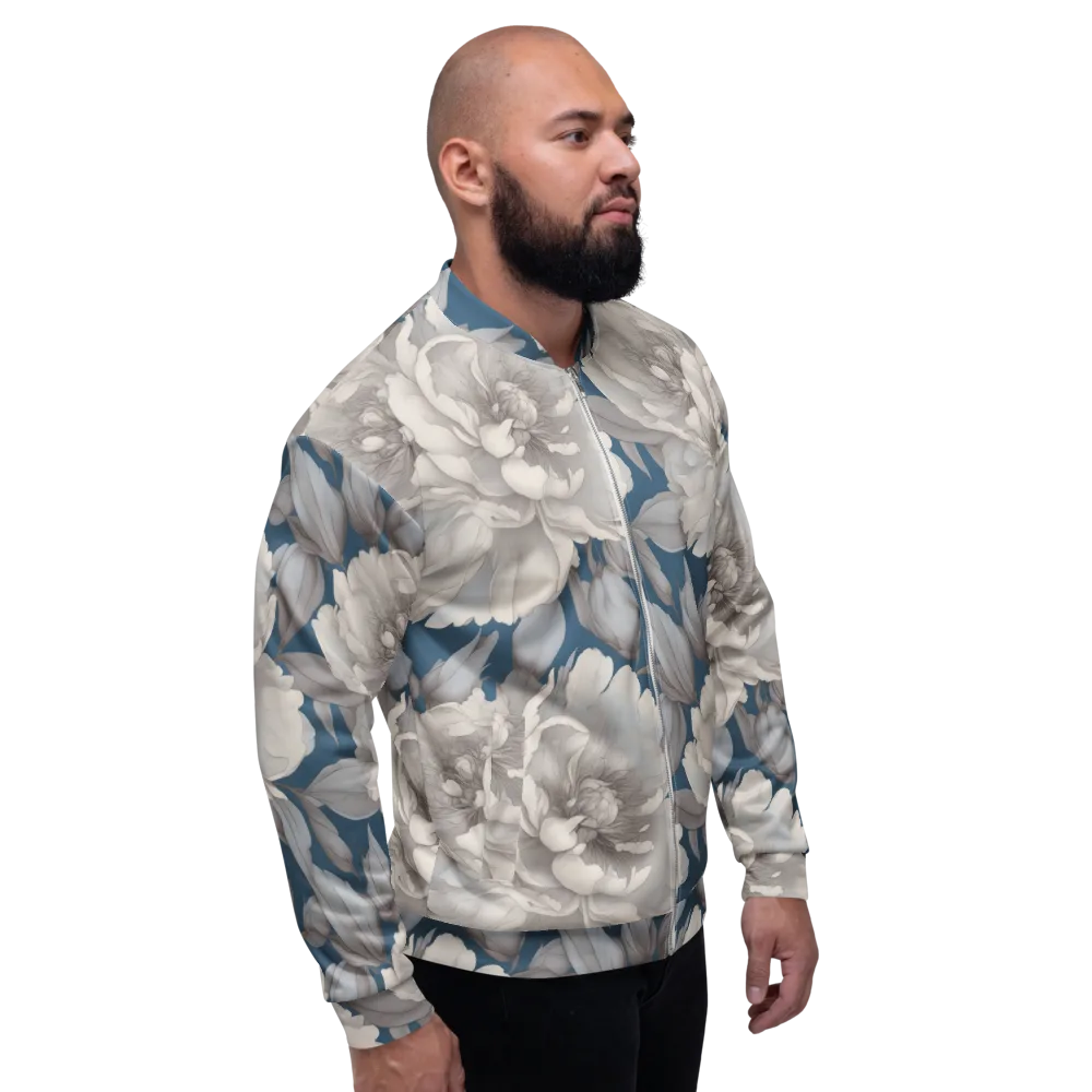 Silver Petal Tide on Bomber Jacket — Right