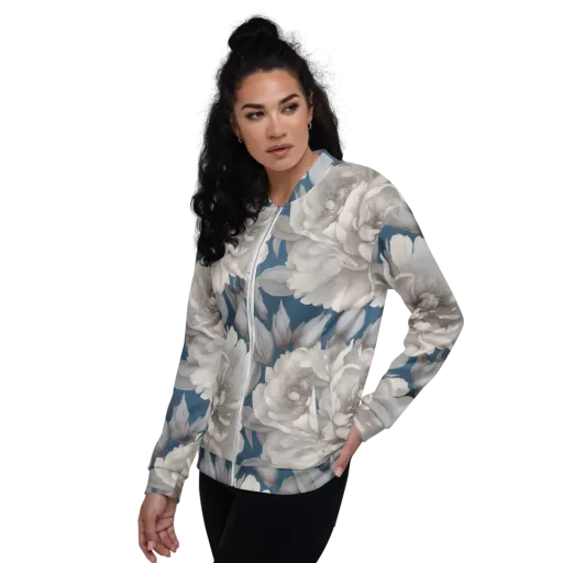 Silver Petal Tide on a Bomber Jacket