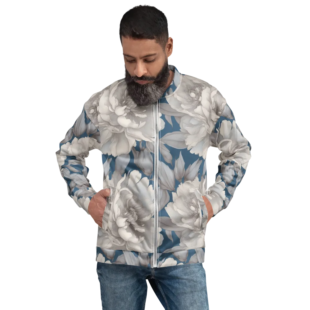 Silver Petal Tide on Bomber Jacket — Front