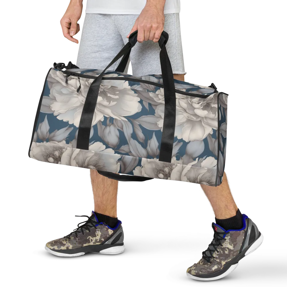 Silver Petal Tide on Duffle Bag — Front
