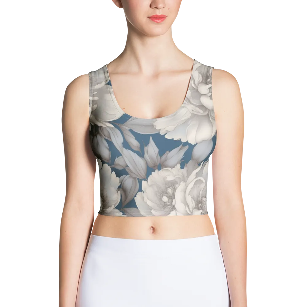 Silver Petal Tide on Crop Top — Front