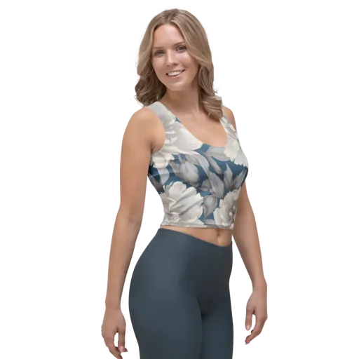 Silver Petal Tide on a Crop Top