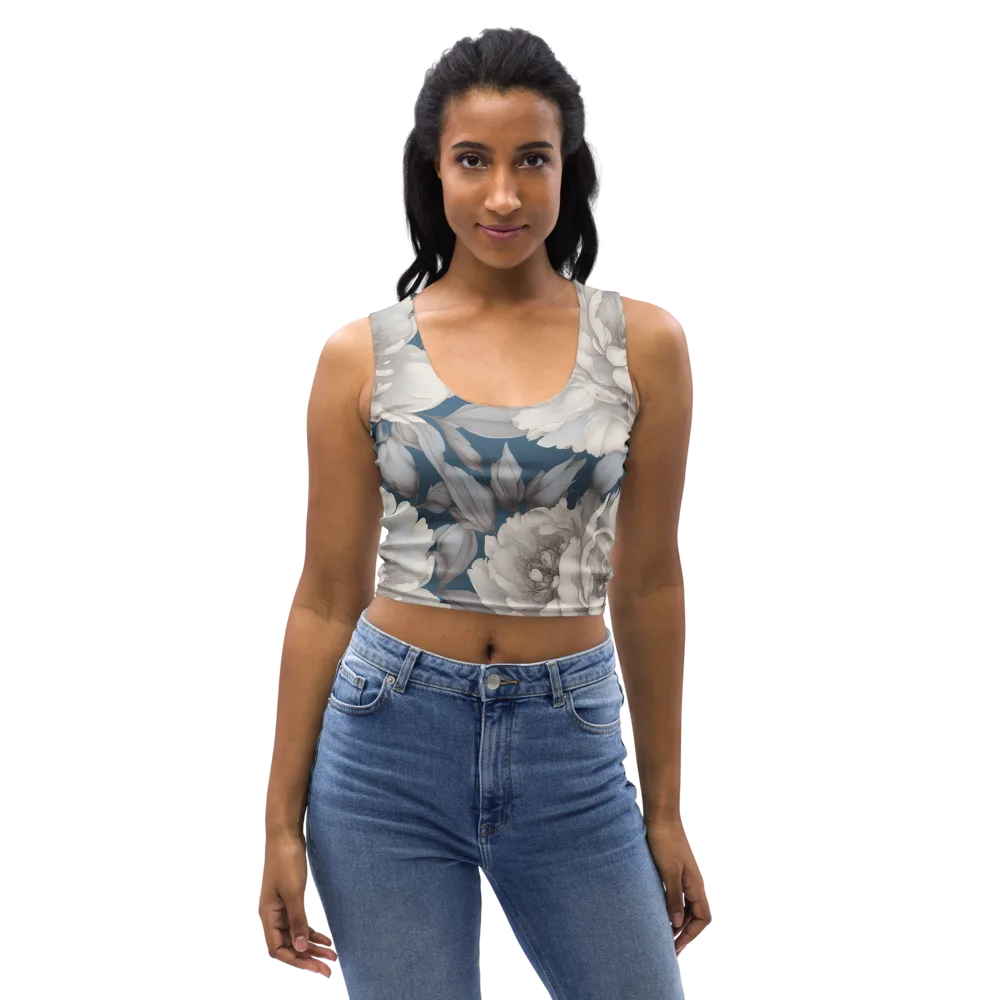 Silver Petal Tide on Crop Top — Front