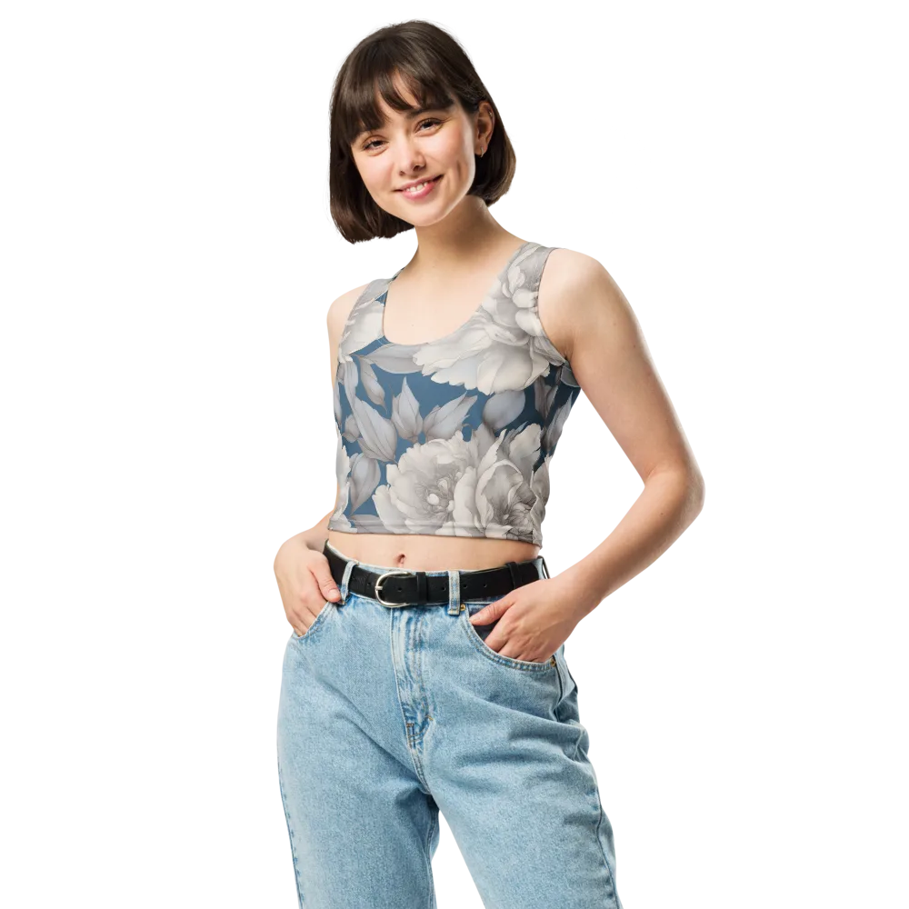 Silver Petal Tide on Crop Top — Front