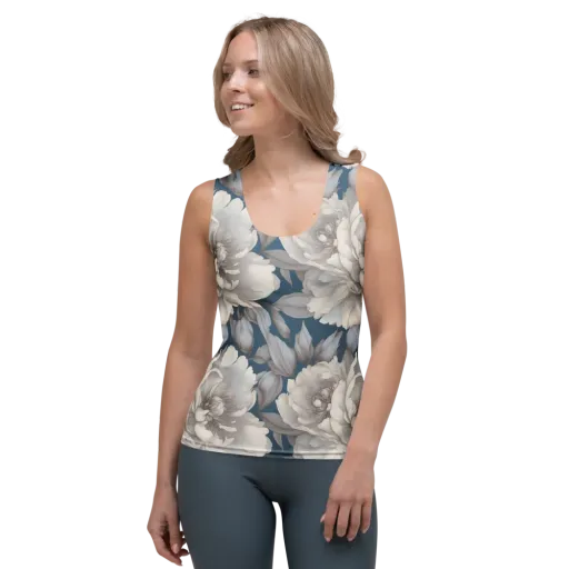 Silver Petal Tide on a Women's Tank Top