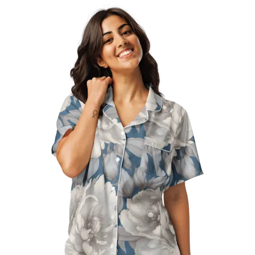 Silver Petal Tide on a Women's Short Sleeve Pajama Top