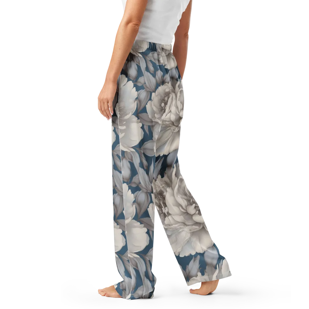 Silver Petal Tide on Women's Pajama Pants — Left