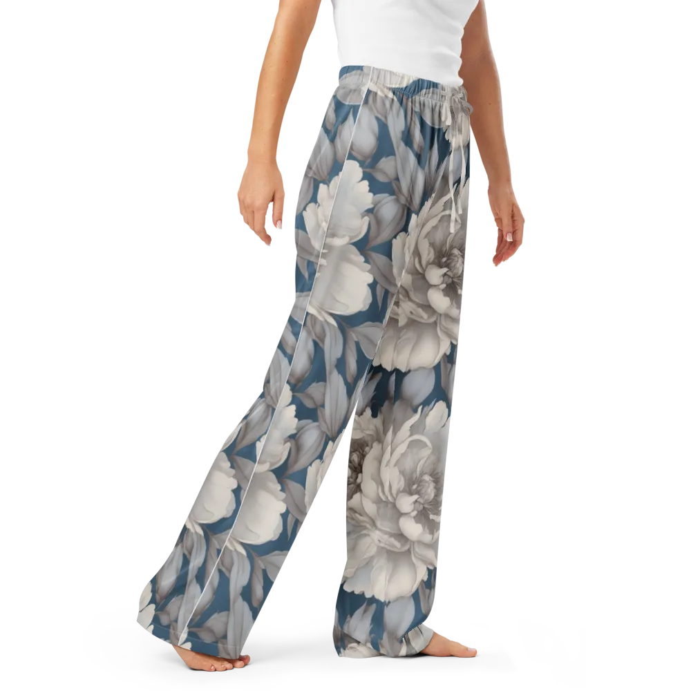 Silver Petal Tide on Women's Pajama Pants — Right Front