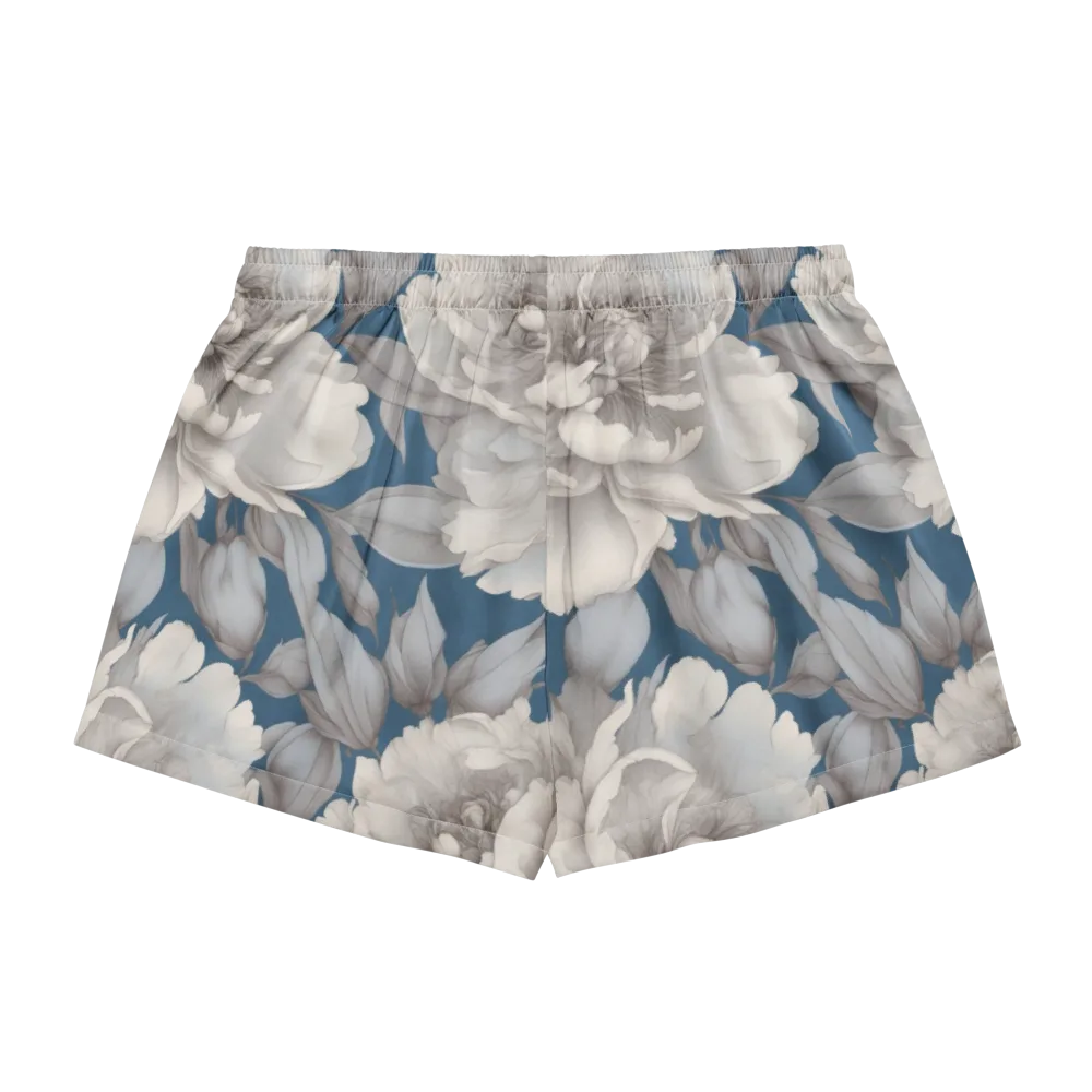 Silver Petal Tide on Women's Pajama Shorts — Back