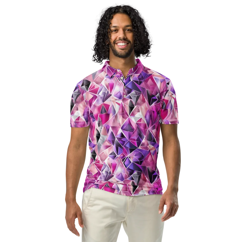 Amethyst Static on Men's Slim Fit Polo Shirt — Front