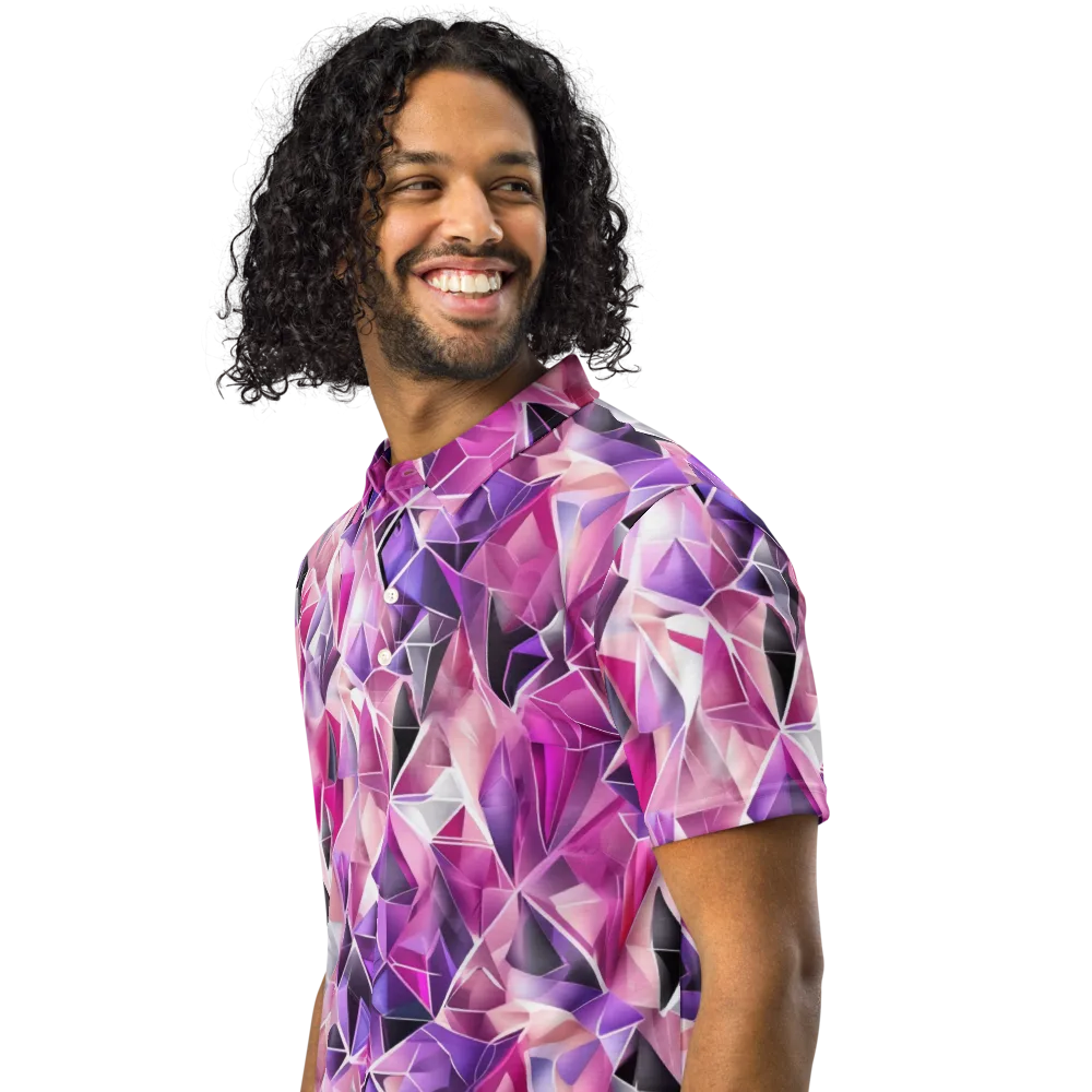 Amethyst Static on Men's Slim Fit Polo Shirt — Left Front