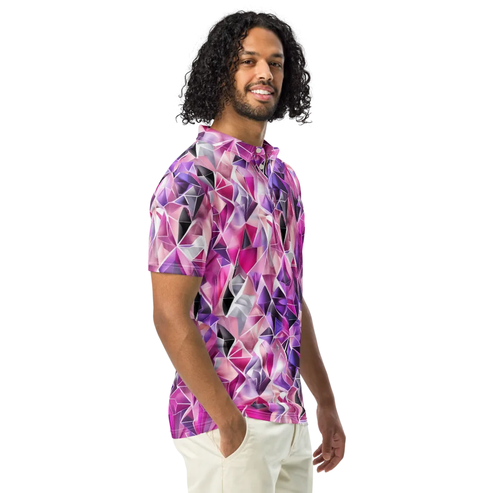 Amethyst Static on Men's Slim Fit Polo Shirt — Right Front