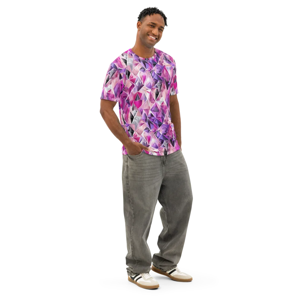 Amethyst Static on Men's Cotton Crew Neck T-Shirt — Right Front