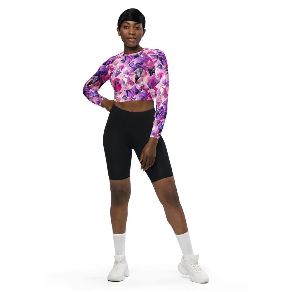 Amethyst Static on Long Sleeve Crop Top — Front