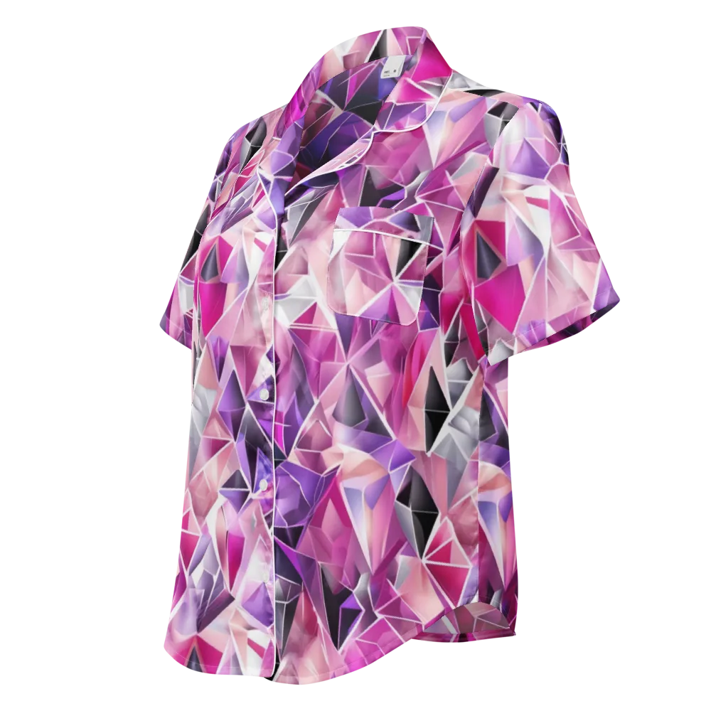 Amethyst Static on Women's Short Sleeve Pajama Top — Left Front