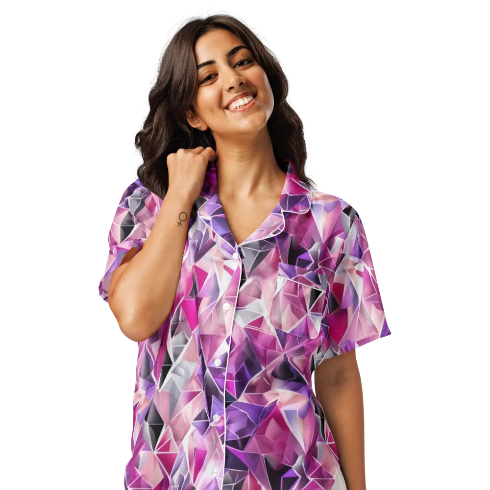 Amethyst Static on Women's Short Sleeve Pajama Top — Front