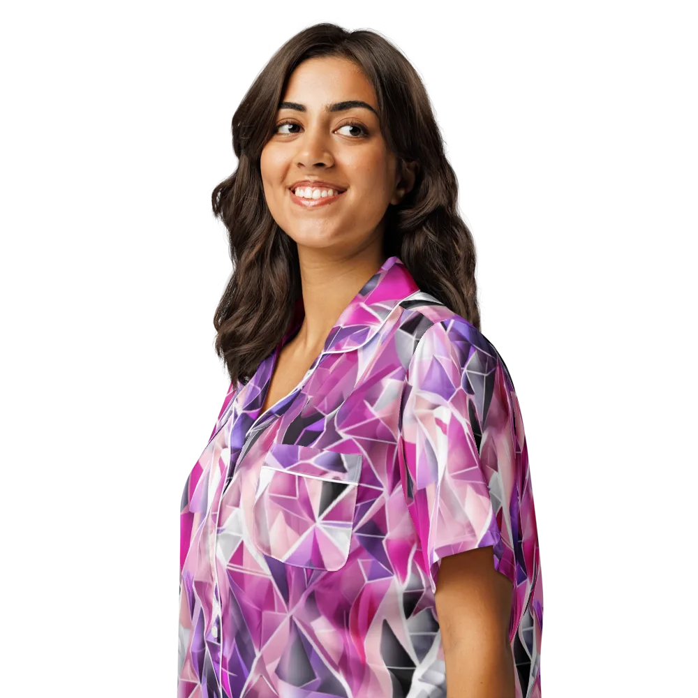 Amethyst Static on Women's Short Sleeve Pajama Top — Left Front