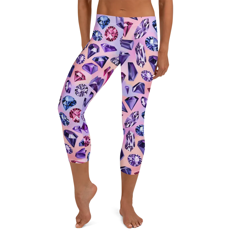 Violet Facets on Capri Leggings — Front