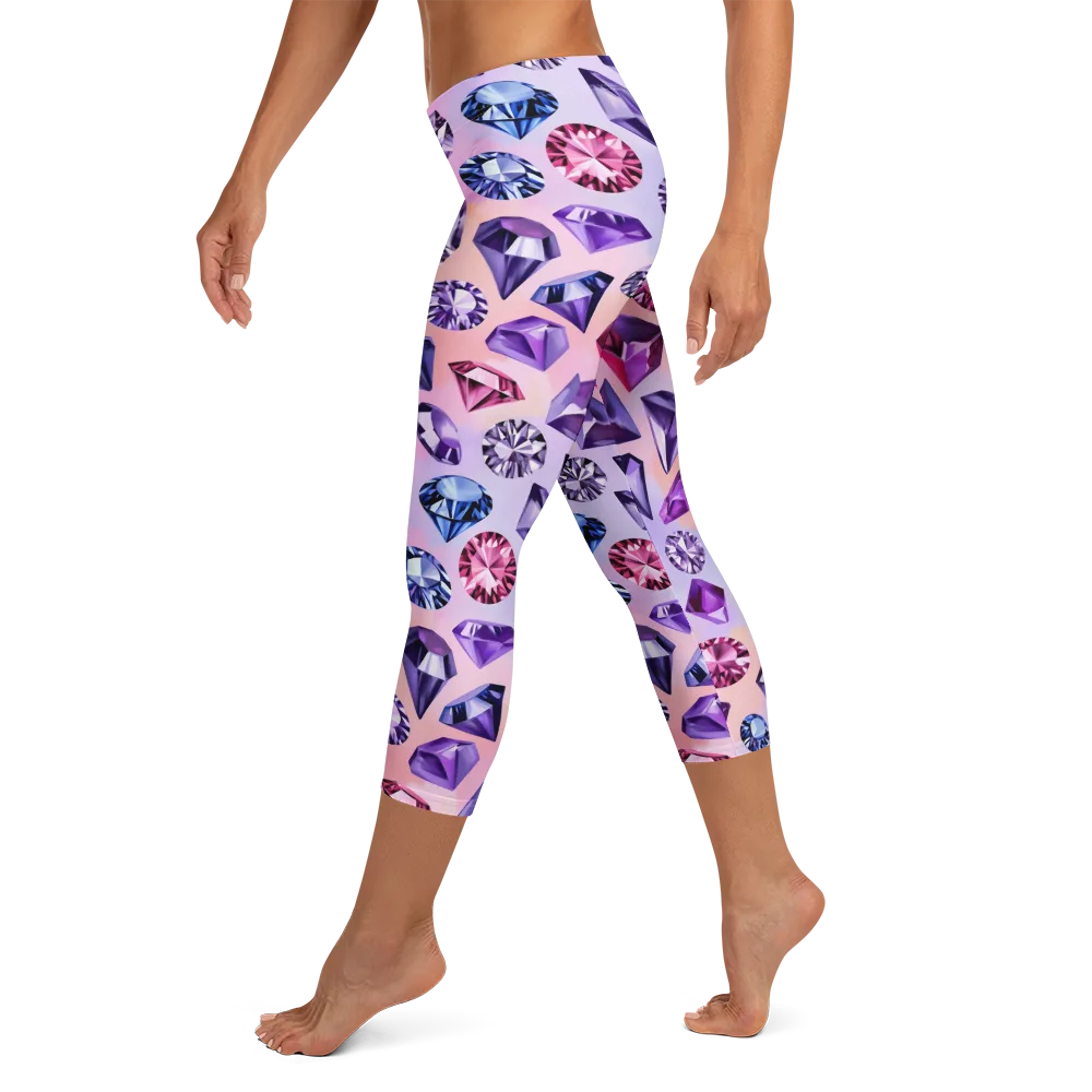 Violet Facets on Capri Leggings — Left