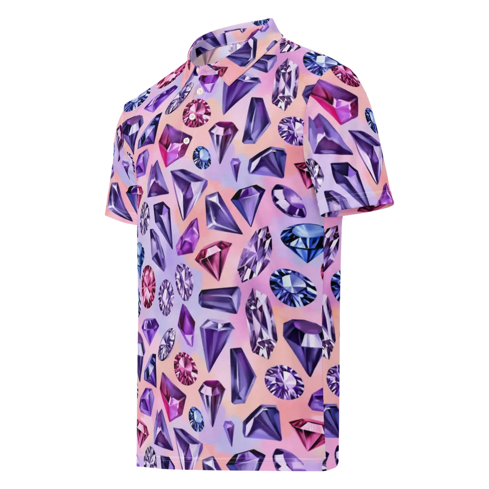 Violet Facets on Men's Slim Fit Polo Shirt — Left Front