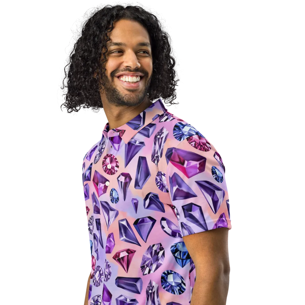 Violet Facets on Men's Slim Fit Polo Shirt — Left Front