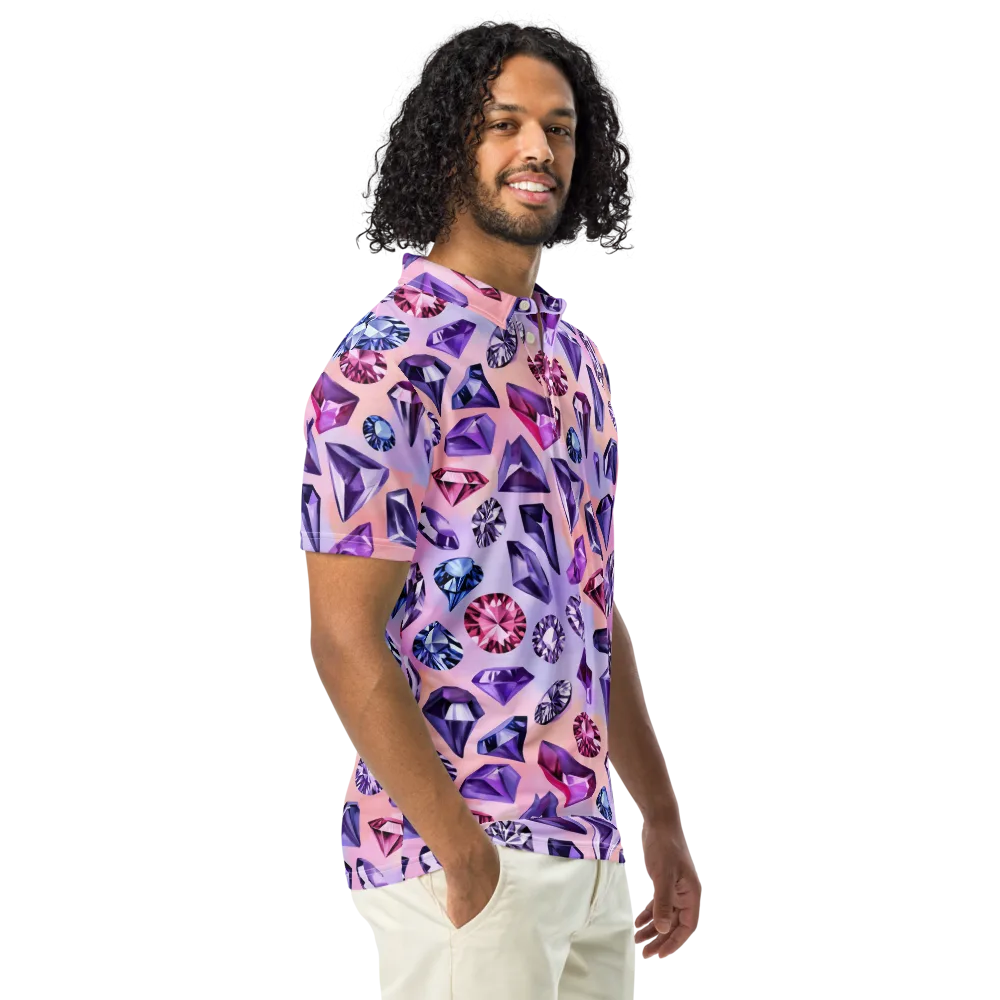 Violet Facets on Men's Slim Fit Polo Shirt — Right Front