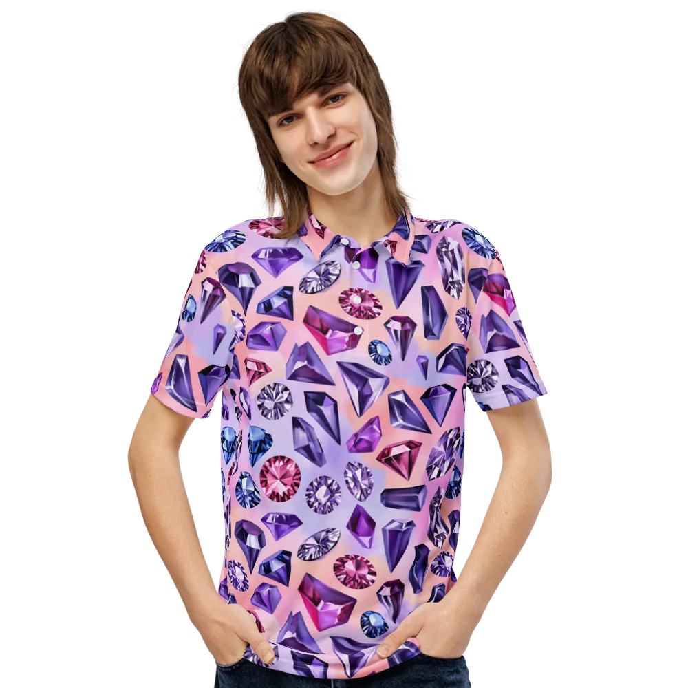 Violet Facets on Men's Slim Fit Polo Shirt — Front