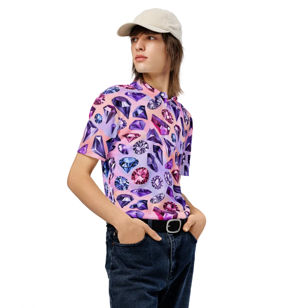 Violet Facets on Men's Slim Fit Polo Shirt — Right Front