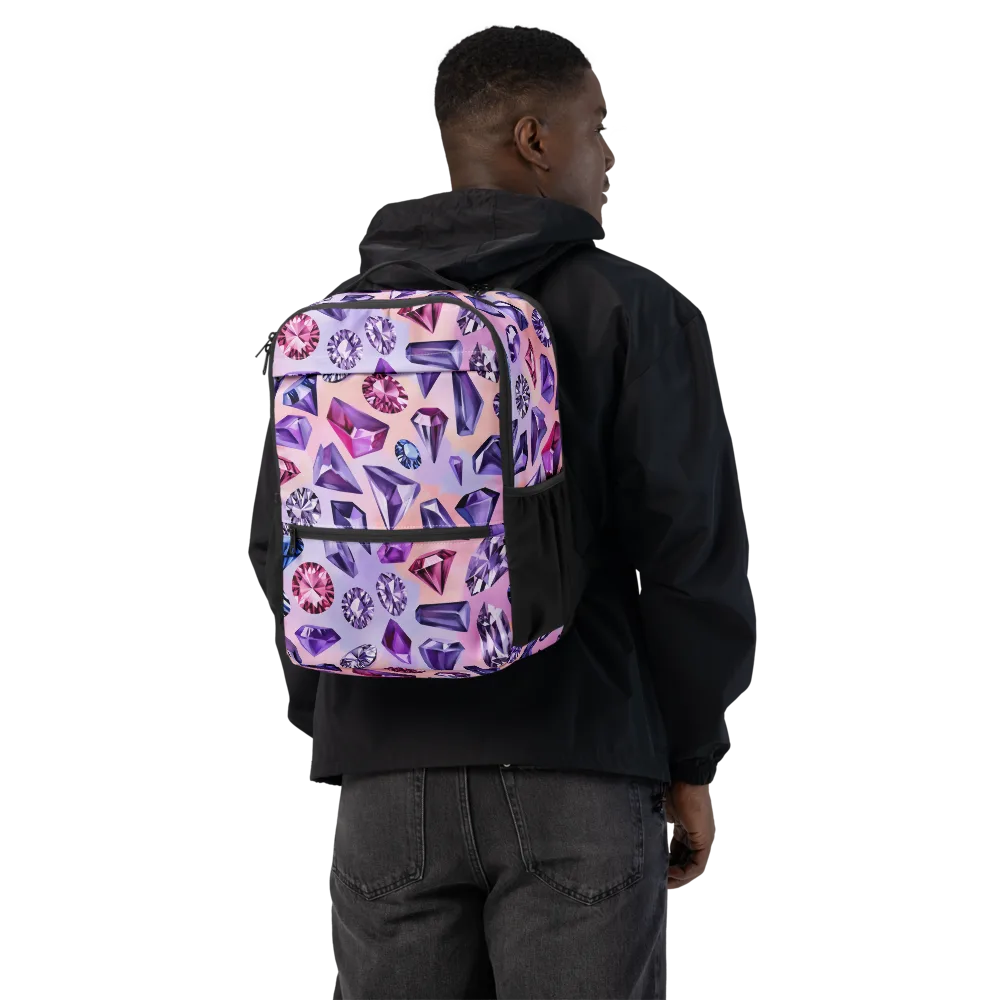 Violet Facets on Utility Backpack — Back