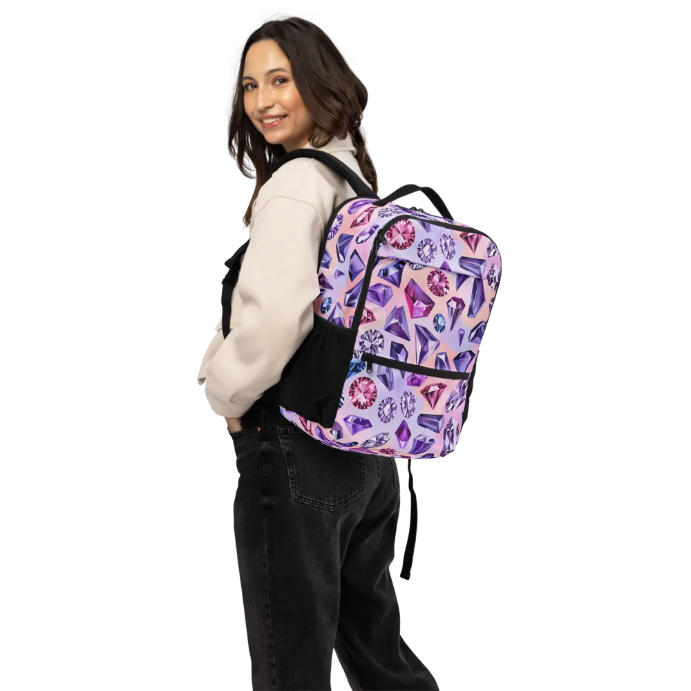 Violet Facets on Utility Backpack — Back