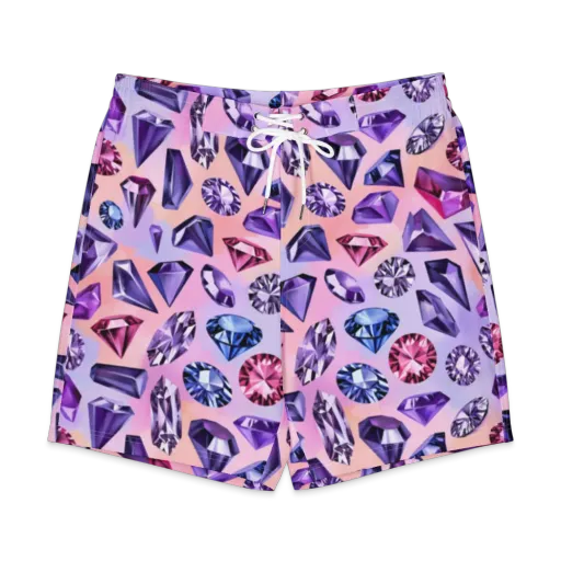 Violet Facets on a Men's Board Shorts