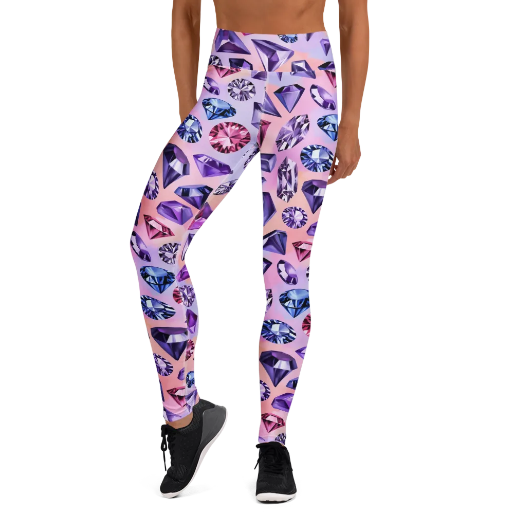 Violet Facets on Yoga Leggings — Front