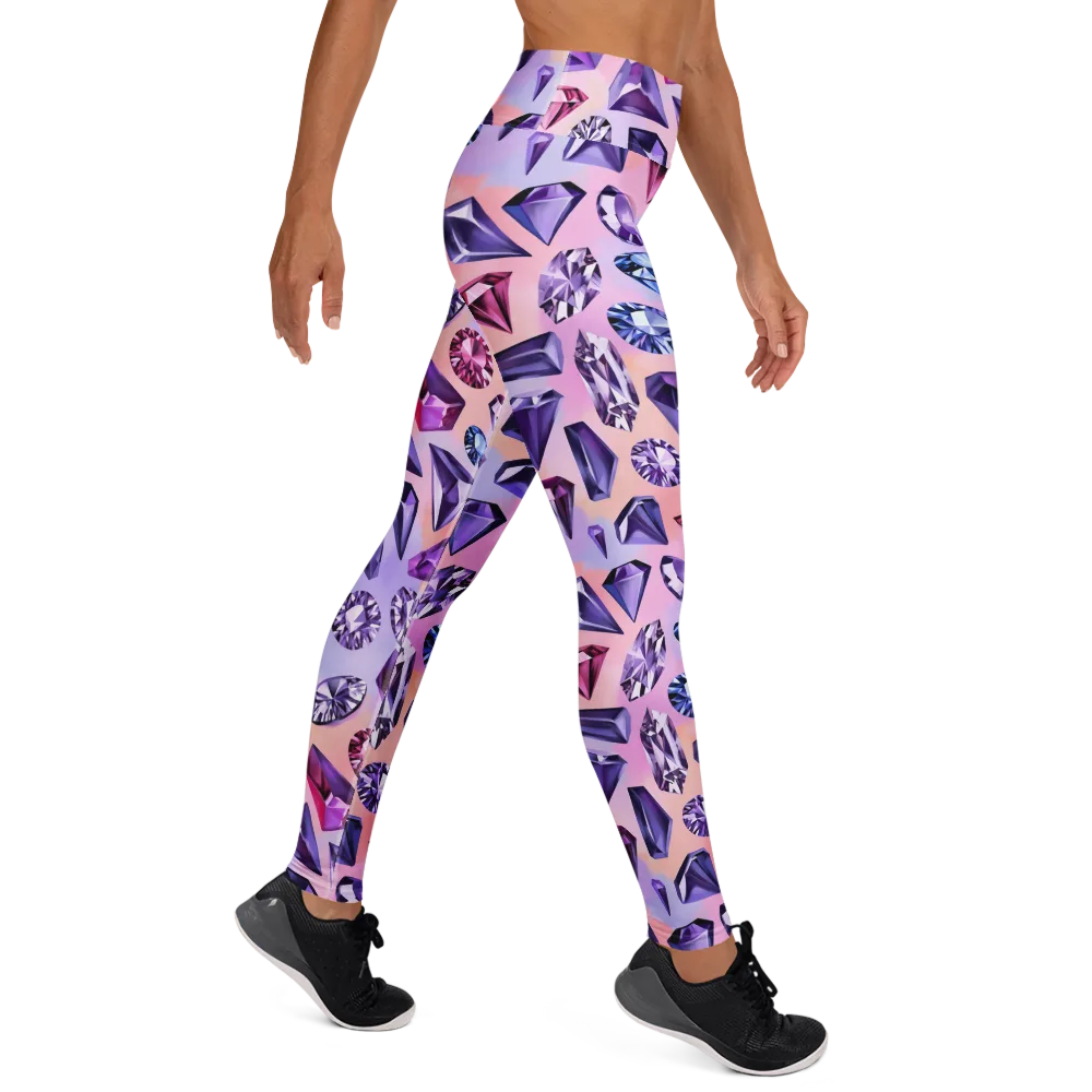 Violet Facets on Yoga Leggings — Right