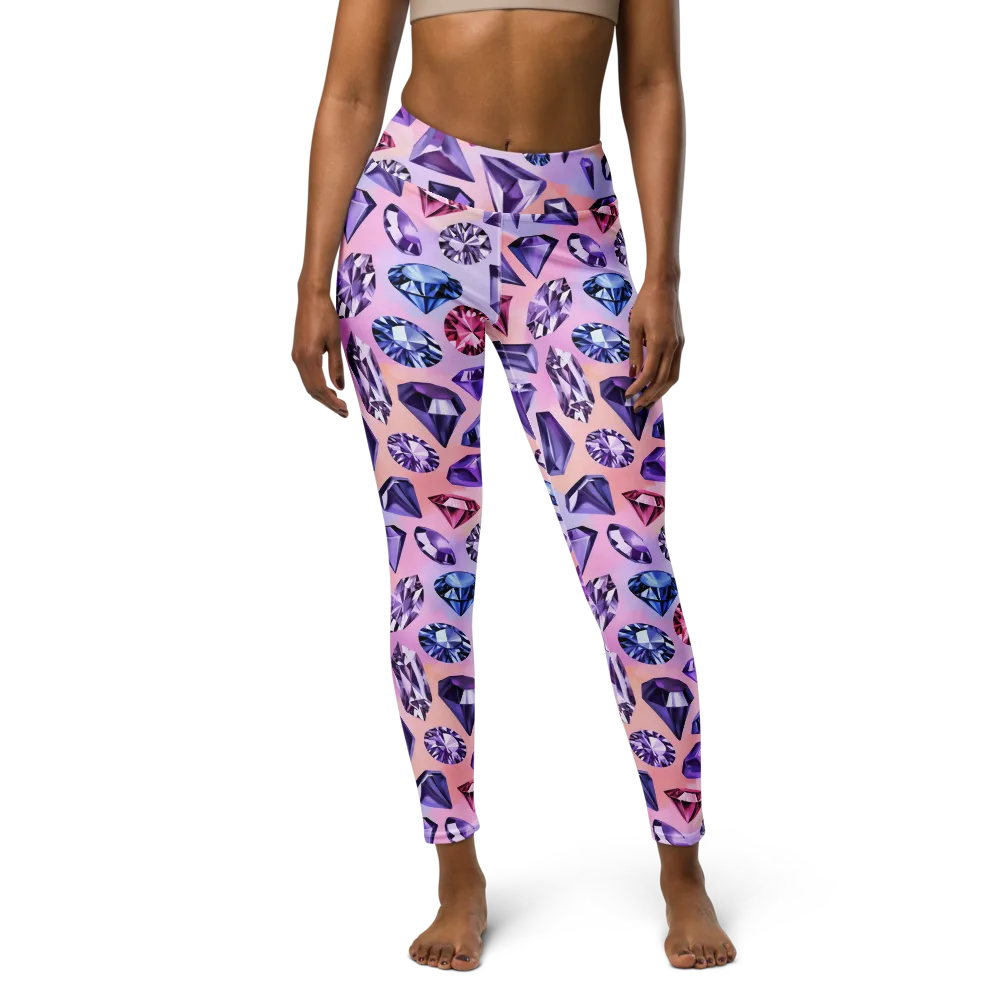 Violet Facets on Yoga Leggings — Front