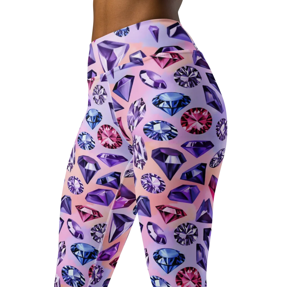 Violet Facets on Yoga Leggings — Left Front
