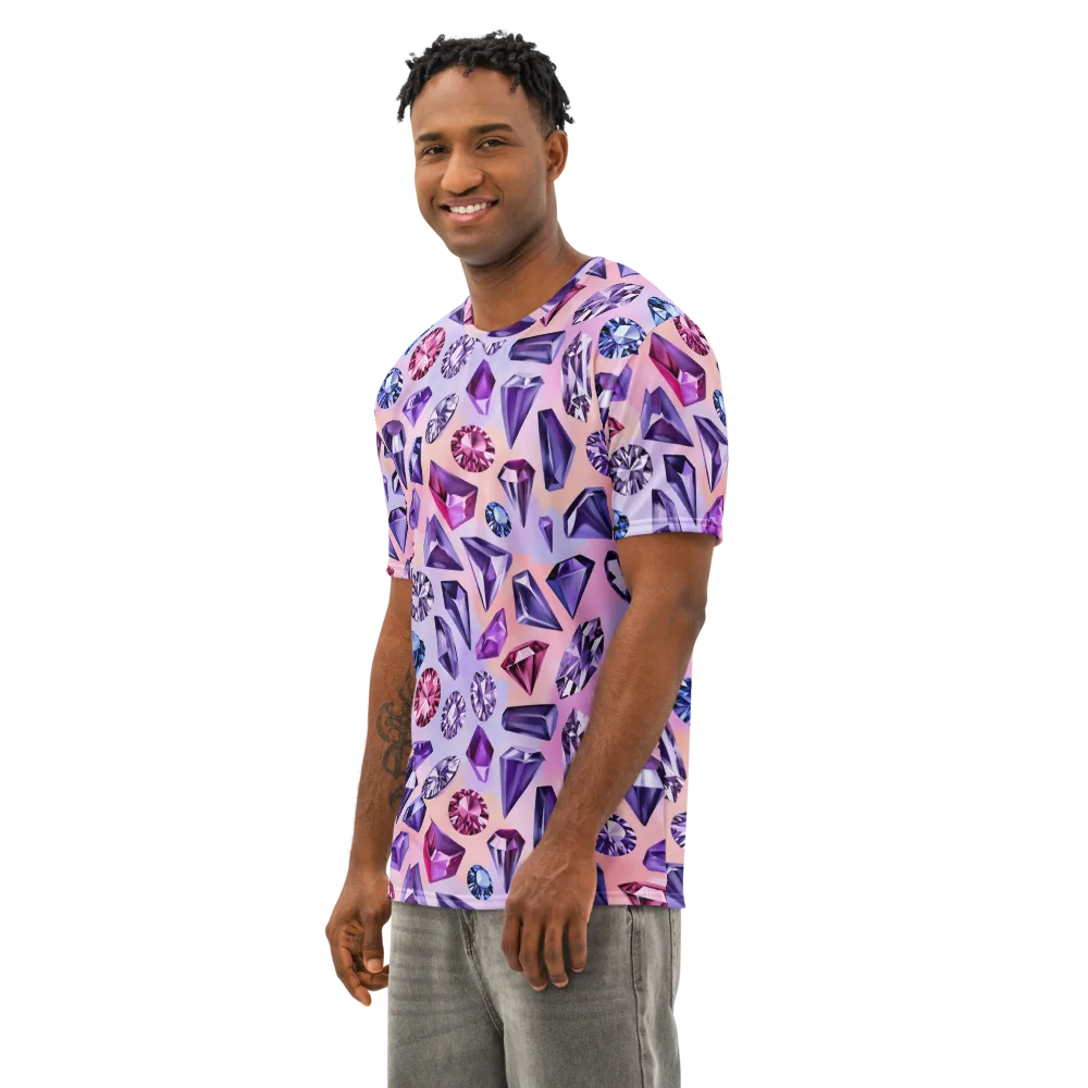 Violet Facets on Men's Cotton Crew Neck T-Shirt — Left Front