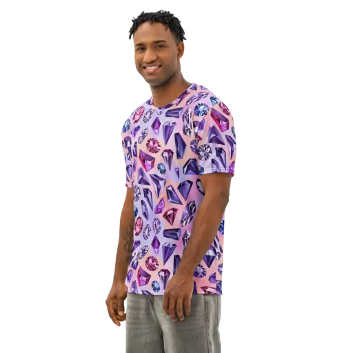 Violet Facets on a Men's Cotton Crew Neck T-Shirt