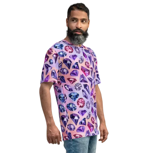 Violet Facets on a Men's Crew Neck T-Shirt