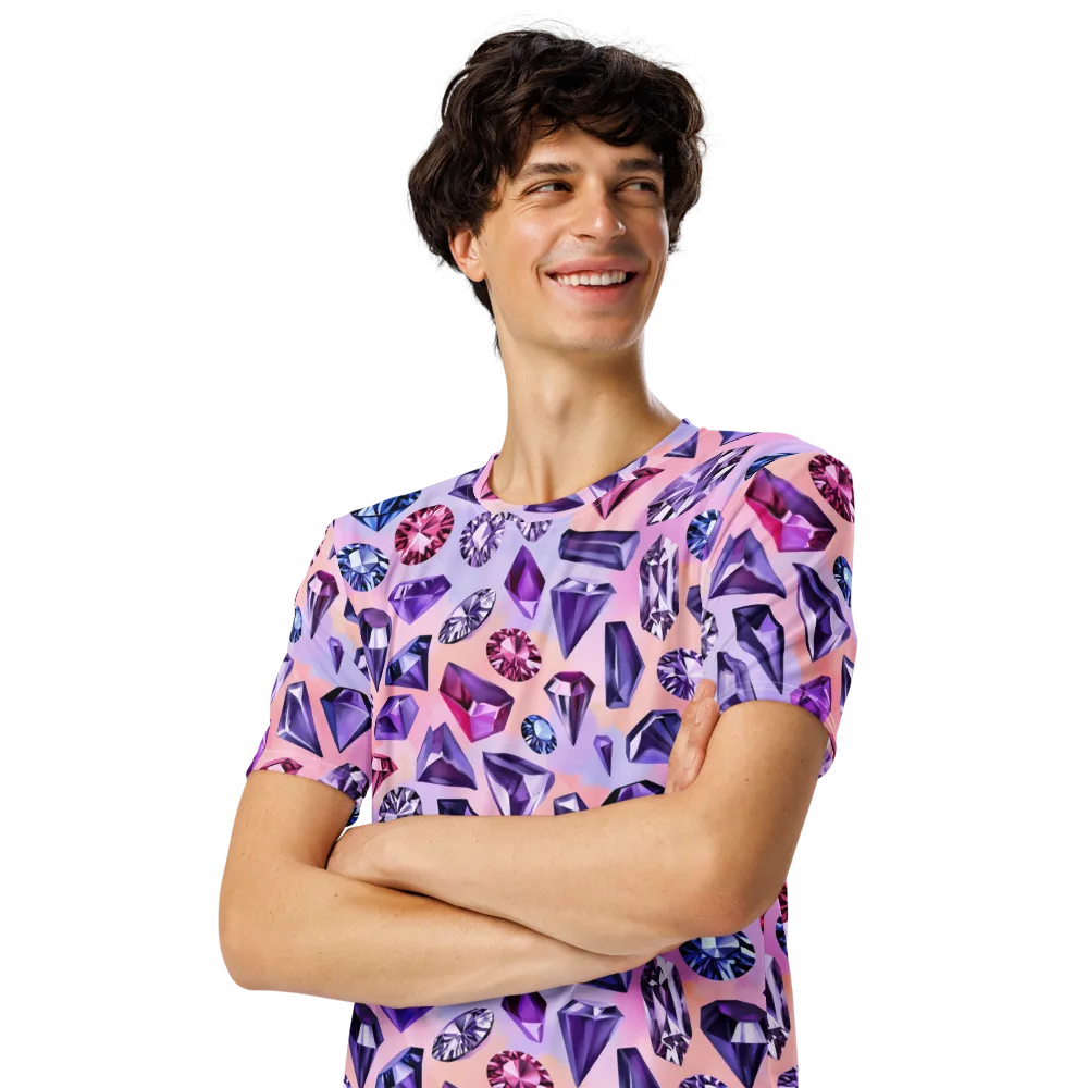 Violet Facets on Men's Crew Neck T-Shirt — Left Front