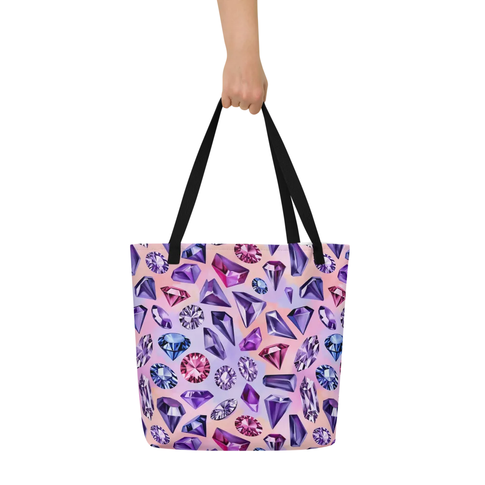 Violet Facets on Large Tote Bag W/ Pocket — Front