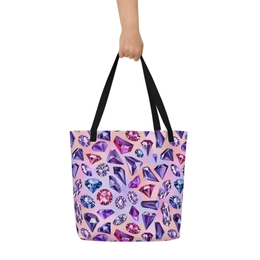 Violet Facets on a Large Tote Bag W/ Pocket
