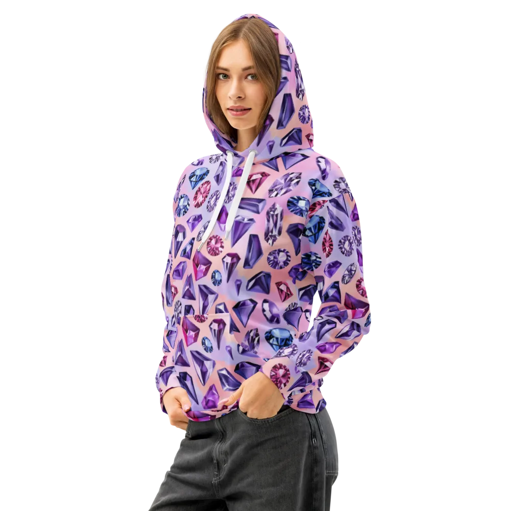 Violet Facets on Cotton Hoodie — Left Front