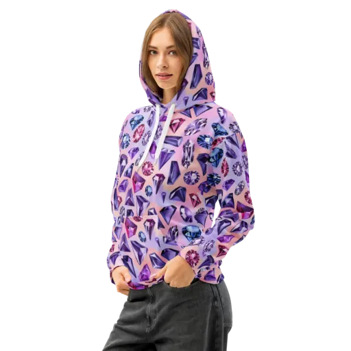 Violet Facets on a Cotton Hoodie